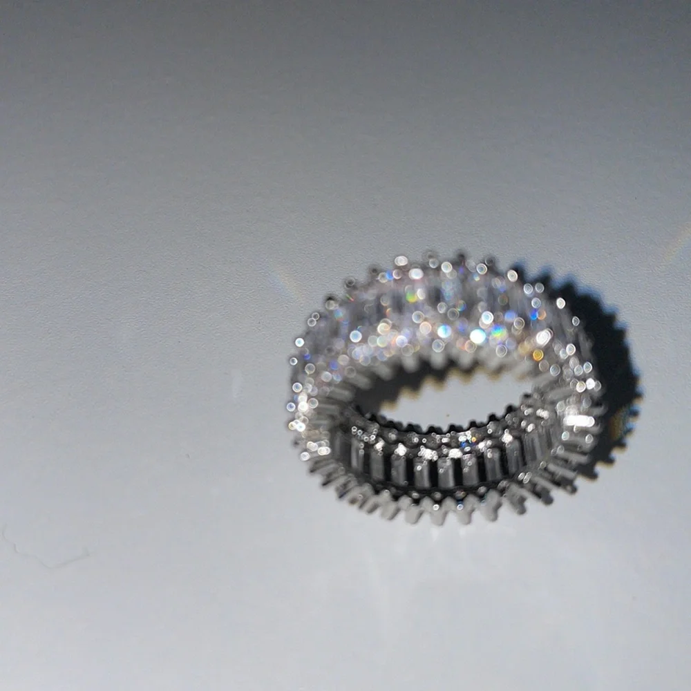💎925  STERLING LUXURY DIAMOND SILVER  RING - Picture 6 of 8